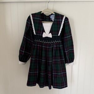 Carriage Boutique Navy Plaid Smocked Pleated 4T Dress